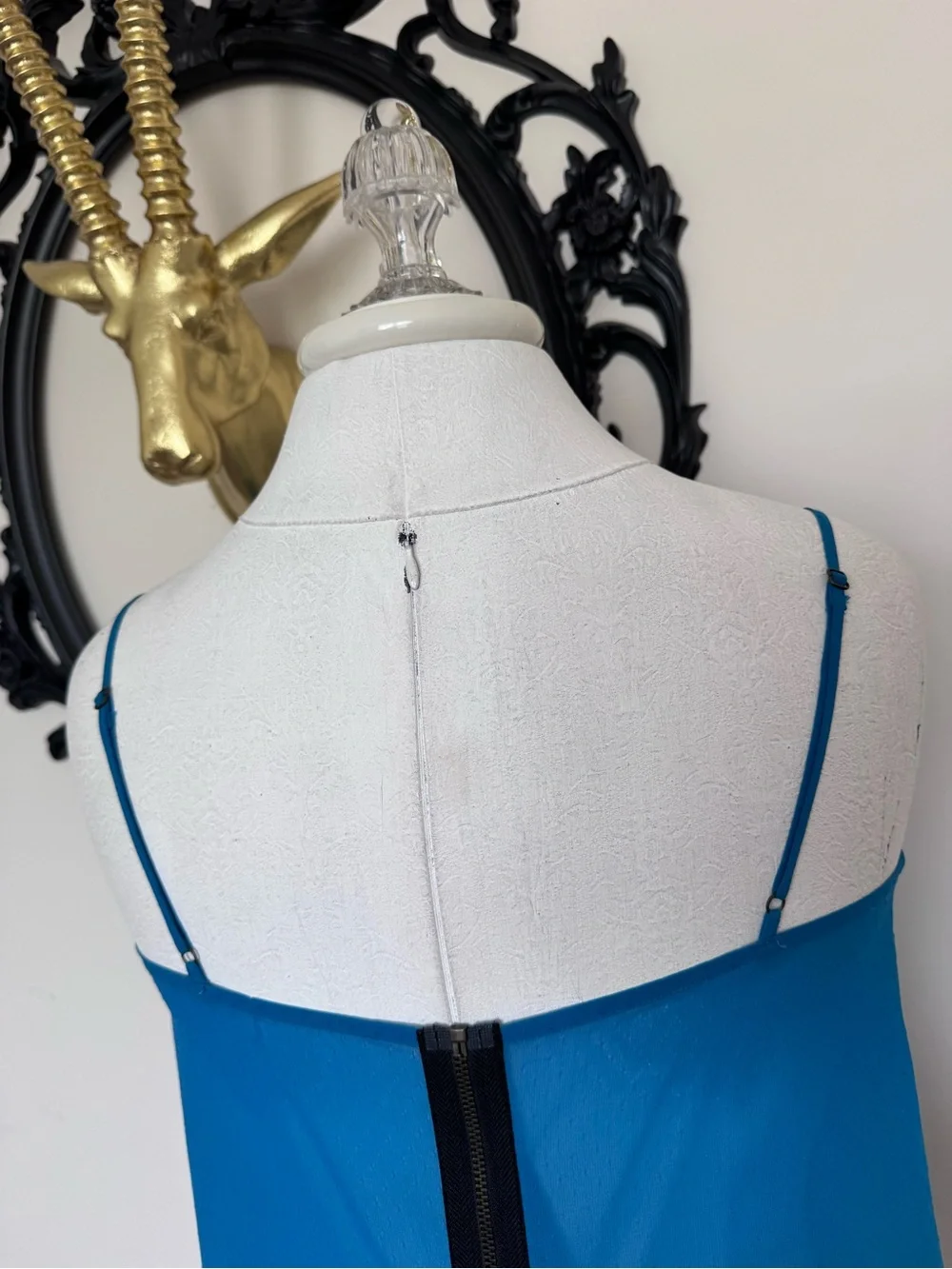 Blue V-Neck Spaghetti Strap Tank Top